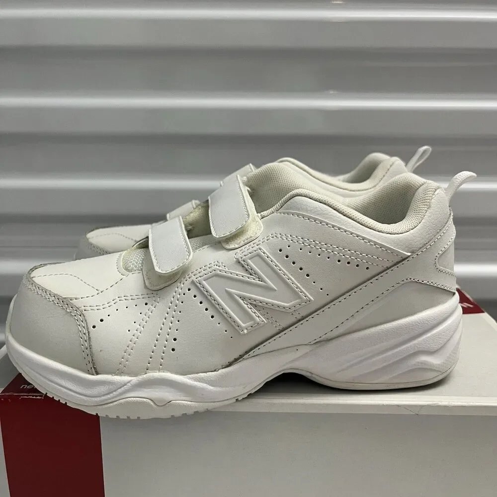 New Balance White 624 SZ 4 X Wide Big Kid Hook Loop Uniform Leather Shoes